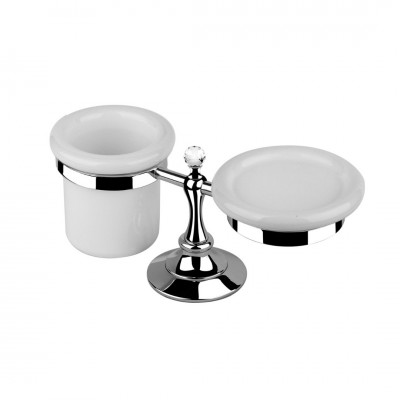 Ibisco Crystal mydelniczka + kubek wolnostojący - ceramika chrom RG1128/S