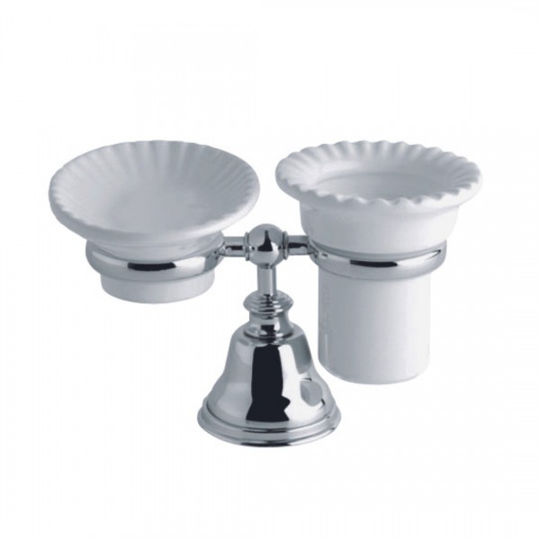 Allpe Harmony mydelniczka + kubek stojący ceramiczny chrom HA141