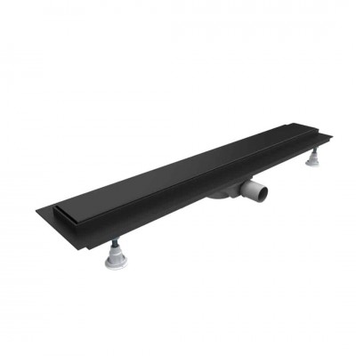 Schedpol Base-Low Black odpływ liniowy 60 cm z rusztem steel czarny mat OLSL60/CSTLOW