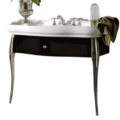 Kerasan Retro konsola pod umywalkę 100 cm z nóżkami czarna/chrom 7363K3