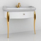 Kerasan Retro konsola pod umywalkę 100 cm z nóżkami biała/złota 7363K8