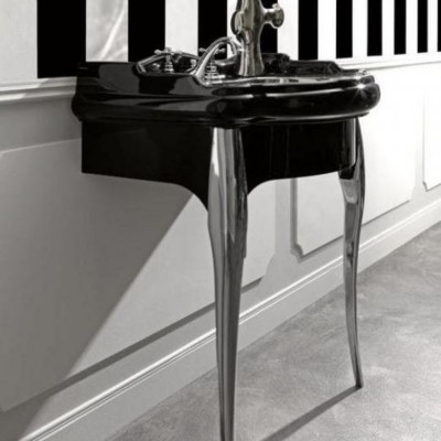 Kerasan Retro konsola pod umywalkę 73 cm z nóżkami czarna/chrom 7362K2