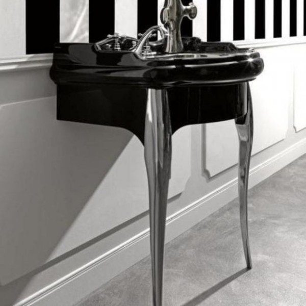Kerasan Retro konsola pod umywalkę 73 cm z nóżkami czarna/chrom 7362K2
