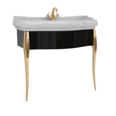 Kerasan Retro konsola pod umywalkę 73 cm z nóżkami czarna/złota 7362K3
