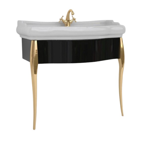 Kerasan Retro konsola pod umywalkę 73 cm z nóżkami czarna/złota 7362K3