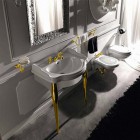 Kerasan Retro konsola pod umywalkę 73 cm z nóżkami biała/złota 7362K6