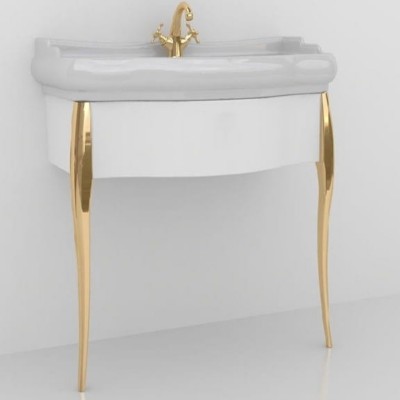 Kerasan Retro konsola pod umywalkę 73 cm z nóżkami biała/złota 7362K6