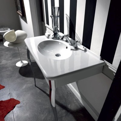 Kerasan Retro umywalka ścienna 100x55 cm z konsolą biała/złoty 1049K1