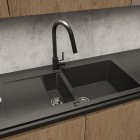 Oltens Litla bateria kuchenna stojąca z wyciąganą wylewką czarny mat 35204300