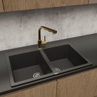 Oltens Myvat bateria kuchenna stojąca z wyciąganą wylewką złoty połysk 35205800