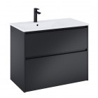 Roca Gap Pro slim zestaw łazienkowy 80 cm umywalka z szafką lewa czarny mat A852053532