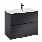 Roca Gap Pro slim zestaw łazienkowy 80 cm umywalka z szafką prawa czarny mat A852054532