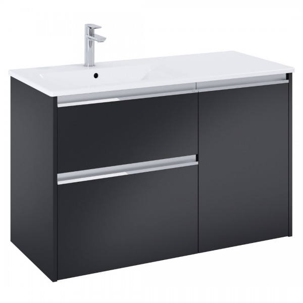 Roca Gap Pro slim zestaw łazienkowy 100 cm umywalka z szafką + cargo lewa czarny mat A852061532