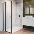 Roca Capital ścianka prysznicowa 100 cm boczna do drzwi czarny mat AM4410016M