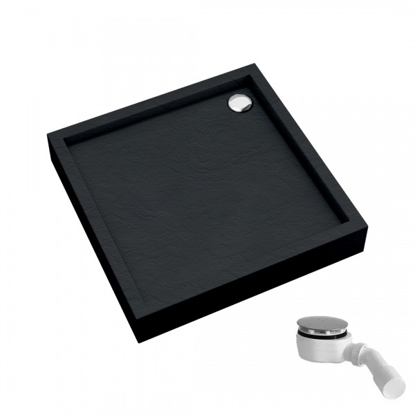 Schedpol Favory Plus brodzik kwadratowy 80x80 cm czarny kamień 3ST.F1K-8080/C/ST