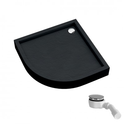 Schedpol Favory Plus brodzik półokrągły 80x80 cm czarny kamień 3ST.F1O-8080/C/ST
