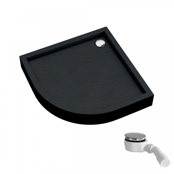 Schedpol Favory Plus brodzik półokrągły 80x80 cm czarny kamień 3ST.F1O-8080/C/ST