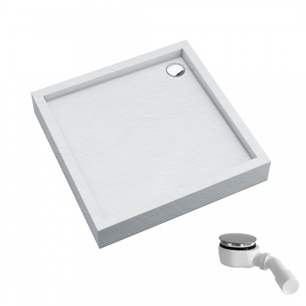 Schedpol Favory Plus brodzik kwadratowy 80x80 cm biały kamień 3ST.F1K-8080/B/ST