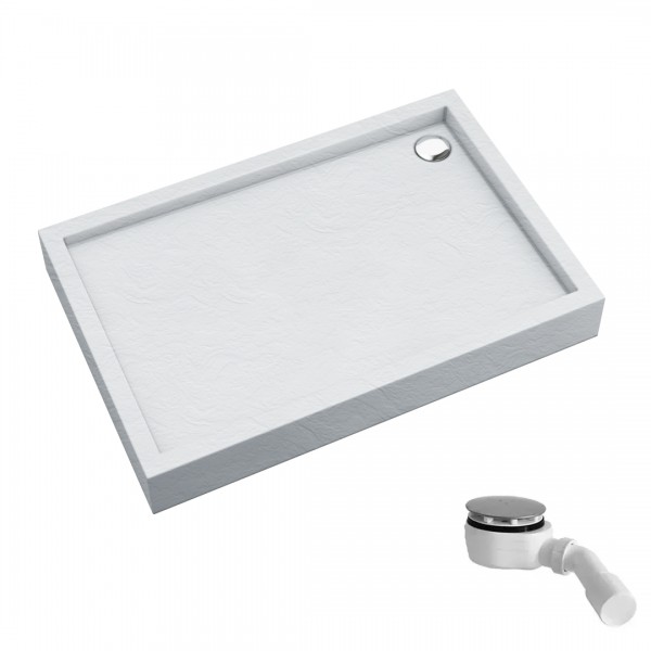 Schedpol Favory Plus brodzik prostokątny 80x100 cm biały kamień 3ST.F1P-80100/B/ST