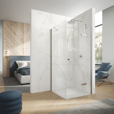 Hüppe Aura Pure drzwi prysznicowe 80 cm prawe srebrny połysk/szkło przezroczyste AP0102.069.322