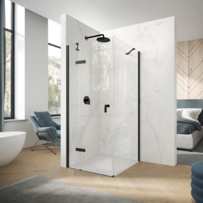 Hüppe Aura Pure drzwi prysznicowe 80 cm lewe czarny/szkło przezroczyste AP0002.123.322