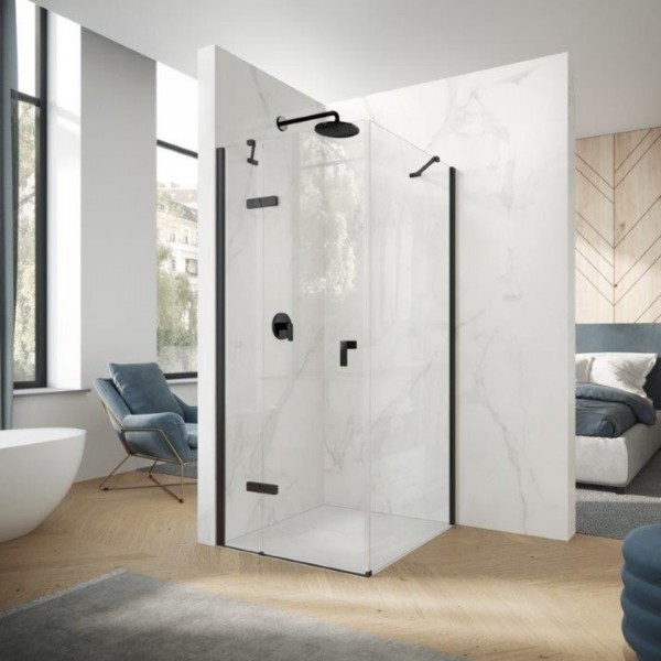 Hüppe Aura Pure drzwi prysznicowe 120 cm lewe czarny/szkło przezroczyste AP0005.123.322