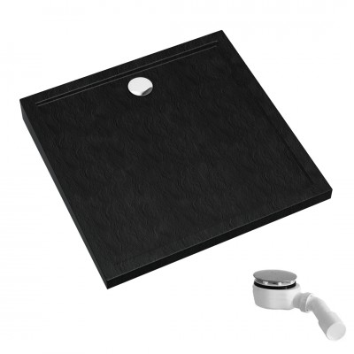 Schedpol Caspar New Black Stone brodzik kwadratowy 80x80 cm czarny 3.2830/C/ST
