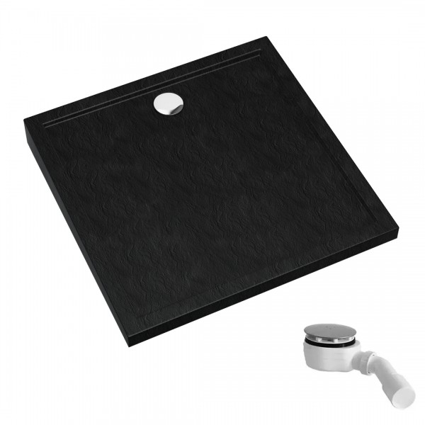 Schedpol Caspar New Black Stone brodzik kwadratowy 80x80 cm czarny 3.2830/C/ST