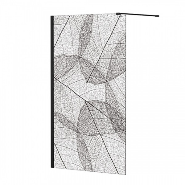 Besco Leafy ścianka wolnostojąca 100 cm Walk in czarny mat LF-100-200C