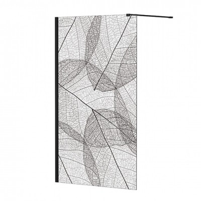 Besco Leafy ścianka wolnostojąca 110 cm Walk in czarny mat LF-110-200C