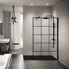 Novellini Kuadra H ścianka wolnostojąca Walk-in 120 cm Square czarny mat