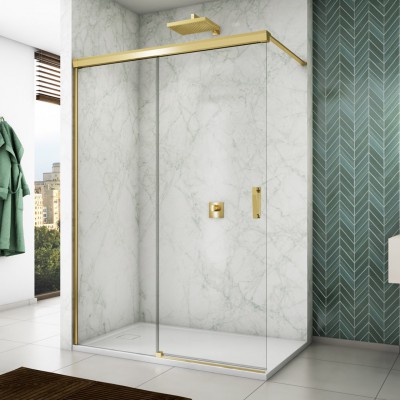 Sanswiss Cadura ścianka wolnostojąca Walk-in 110 cm lewa złoty CAW2G1101207