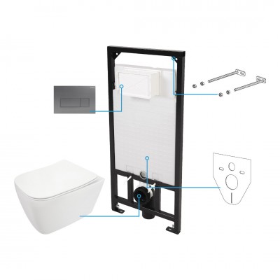 Deante Hiacynt New zestaw 6w1 przycisk titanium CDYT6ZPW