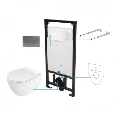 Deante Silia zestaw 6w1 przycisk titanium CDLT6ZPW