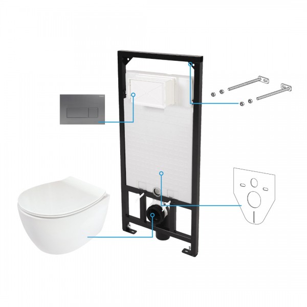 Deante Silia zestaw 6w1 przycisk titanium CDLT6ZPW