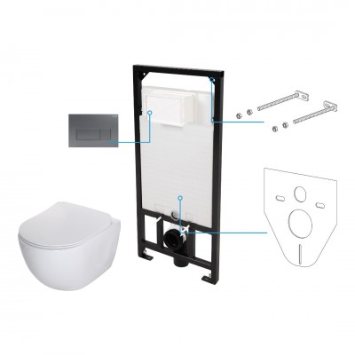 Deante Peonia zestaw 6w1 przycisk titanium CDET6ZPW