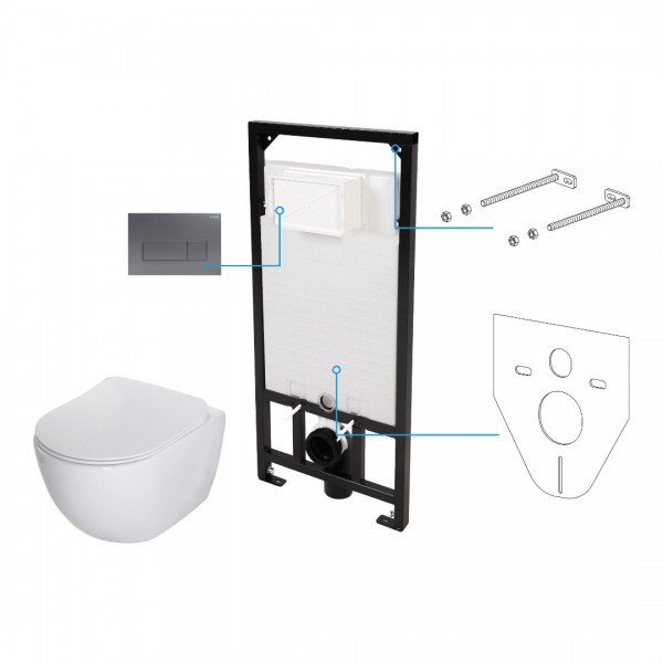 Deante Peonia zestaw 6w1 przycisk titanium CDET6ZPW