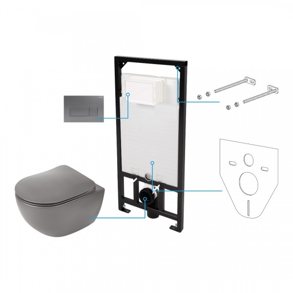 Deante Peonia zestaw 6w1 przycisk titanium CDETDZPW