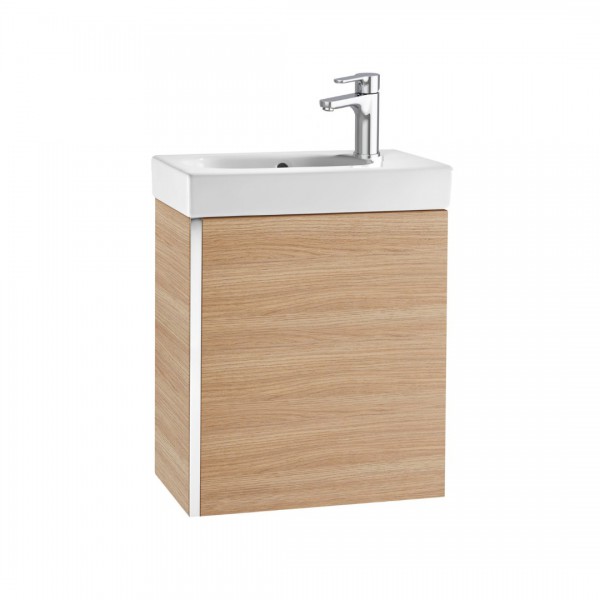 Roca Mini zestaw łazienkowy szafka + umywalka 45x25 cm dąb tekstura A855873155