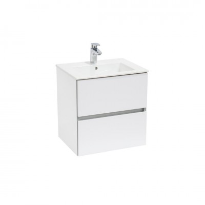 Roca Cube zestaw łazienkowy szafka + umywalka 55x43 cm biały połysk A85119A806