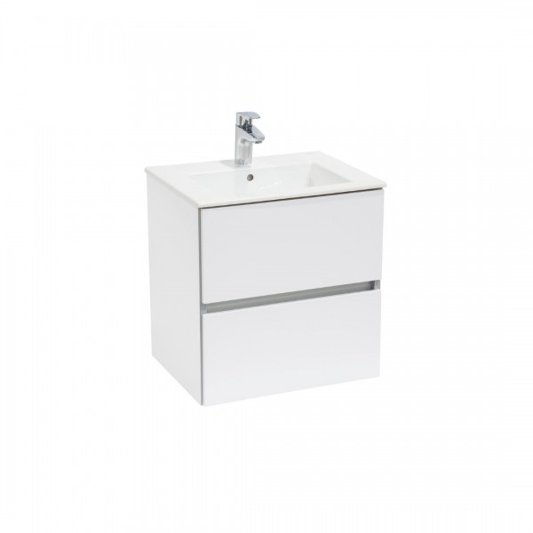 Roca Cube zestaw łazienkowy szafka + umywalka 55x43 cm biały połysk A85119A806