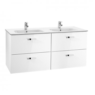 Roca Victoria Basic Unik zestaw łazienkowy 120 cm z szufladami biały połysk A855850806