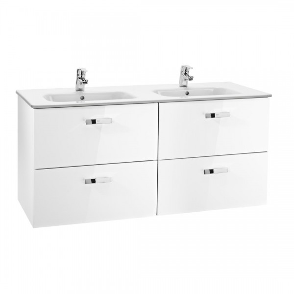 Roca Victoria Basic Unik zestaw łazienkowy 120 cm z szufladami biały połysk A855850806