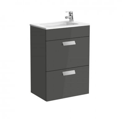 Roca Debba Unik zestaw łazienkowy 50 cm z 2 szufladami szary antracyt połysk A855904153