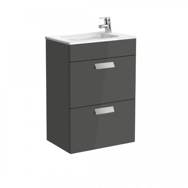 Roca Debba Unik zestaw łazienkowy 50 cm z 2 szufladami szary antracyt połysk A855904153