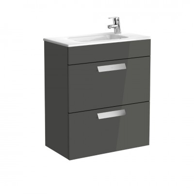 Roca Debba Unik zestaw łazienkowy 60 cm z 2 szufladami szary antracyt połysk A855905153