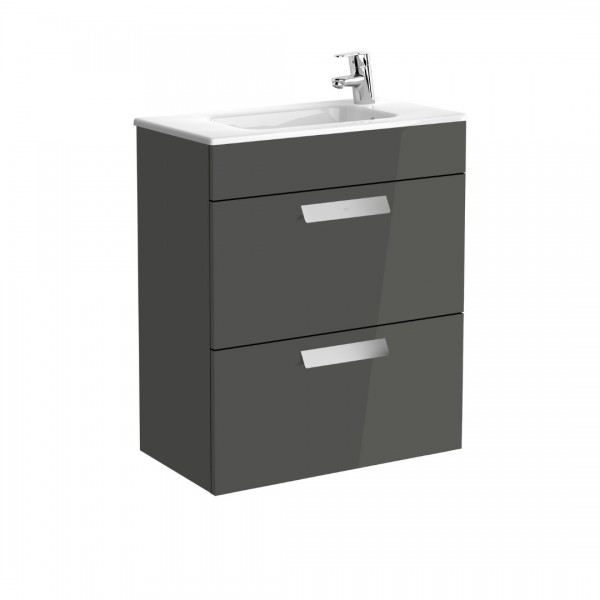 Roca Debba Unik zestaw łazienkowy 60 cm z 2 szufladami szary antracyt połysk A855905153