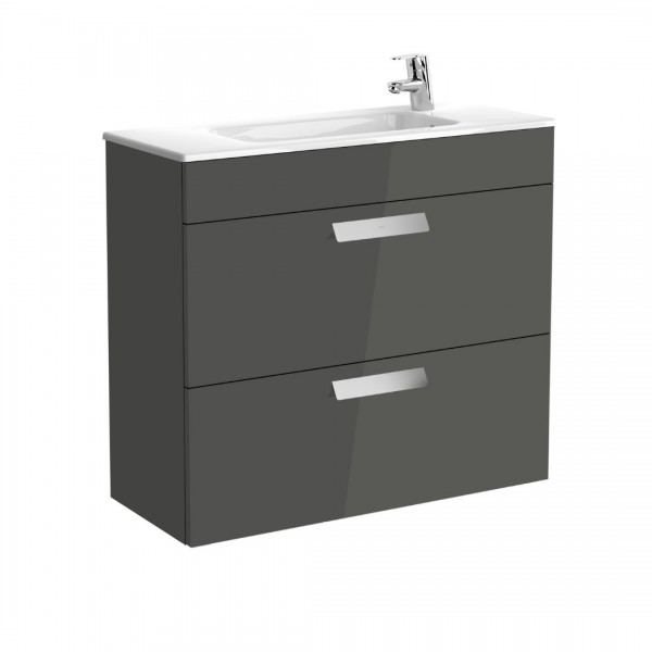 Roca Debba Unik zestaw łazienkowy 80 cm z 2 szufladami szary antracyt połysk A855907153