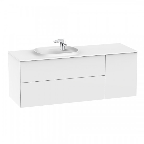 Roca Beyond Unik zestaw łazienkowy 140 cm z 2 szufladami i drzwiami biały połysk lewy A851393806