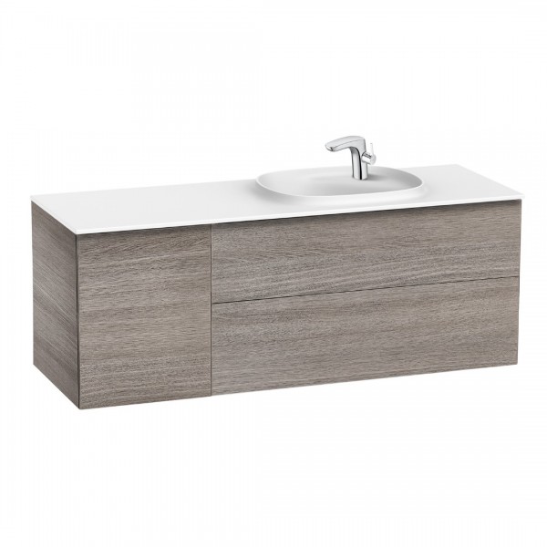 Roca Beyond Unik zestaw łazienkowy 140 cm z 2 szufladami i drzwiami dąb prawy A851394402